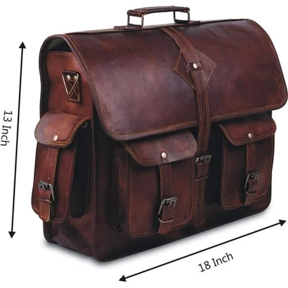 Vintage Laptop Bag for Men Full Grain Large Leather Messenger bag 18 